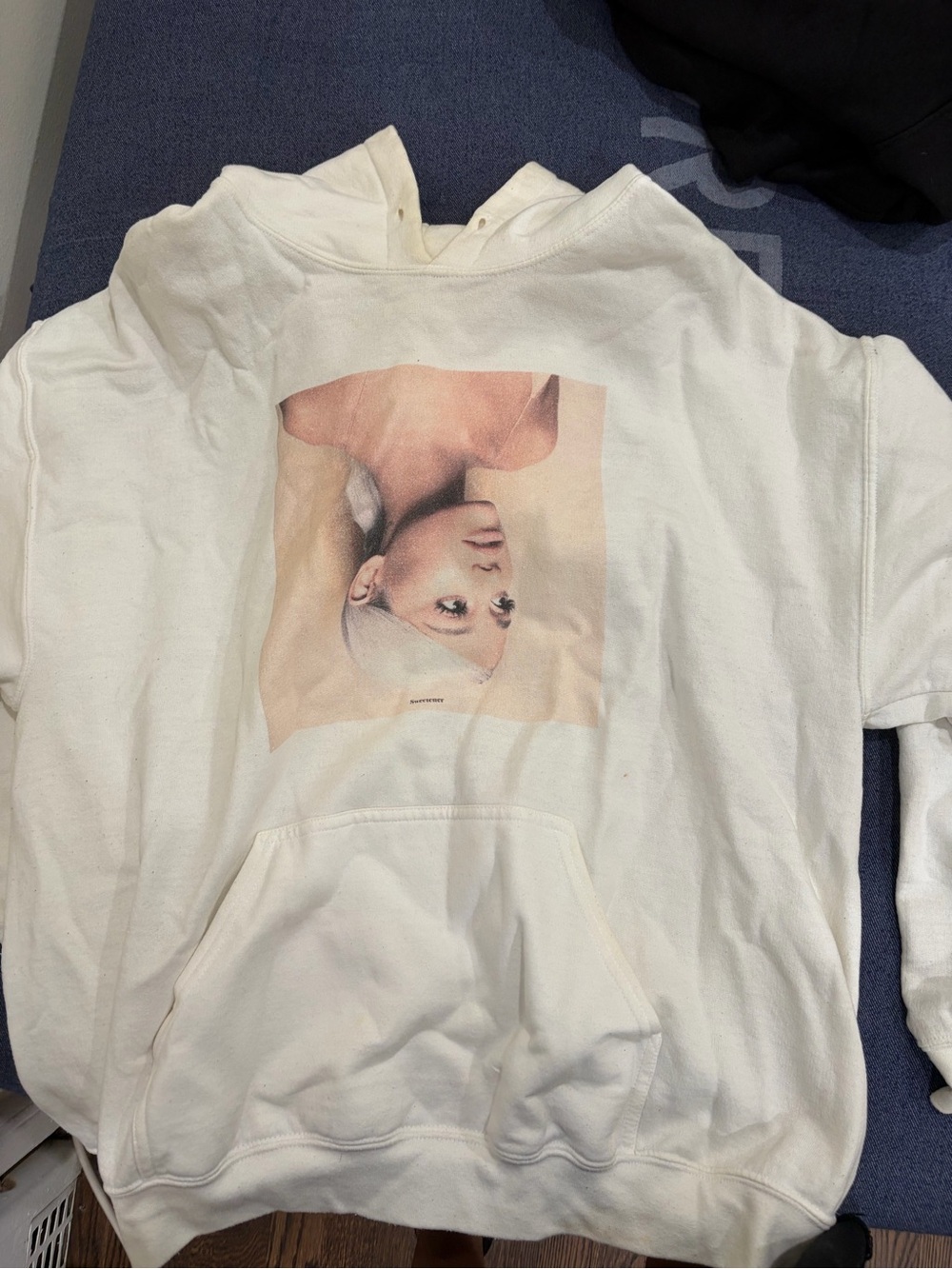 Ariana Grande White Hoodie with Peach Portrait Print